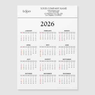 2026 Kalender Geschäftslogo Text Beliebiger Hint Magnetkarte