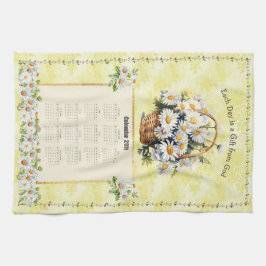 2026 Kalender Handtuch Gelbe Daisy Geschenk Gottes
