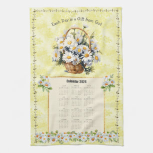 2026 Kalender Handtuch Gelbe Daisy Geschenk Gottes