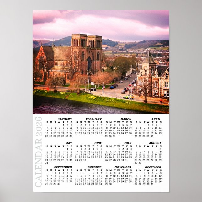 2026 Kalender Inverness, Schottische Highlands Poster (Vorne)