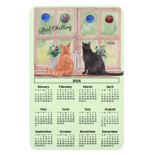 2026 Kalender Katzen am Fenster Flexibler Magnet