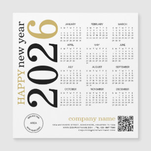 2026 Kalender Logo QR Code Glücklich Neues Jahr Magnetkarte