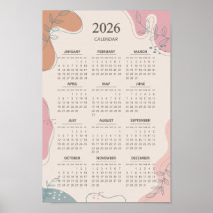 2026 Kalender Mid Century Abstrakte Boho-Ästhetik Poster
