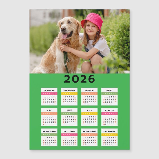 2026 Kalender mit Foto - Jahresansicht Magnetkarte (Vorderseite)