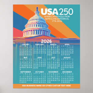2026 Kalender mit USA 250 Kapitolkuppel Amerika Poster