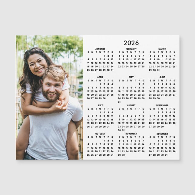 2026 Kalender Modern Einfacher Foto Magnet (Vorderseite)