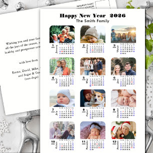 2026 Kalender Modern Family Foto Collage Einfach Feiertagspostkarte