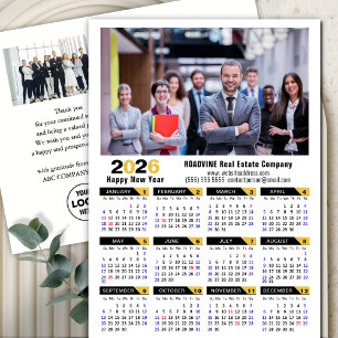 2026 Kalender Mzodern Gold Black Corporate Foto Feiertagspostkarte
