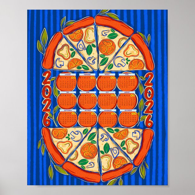 2026 Kalender - Pizza Kalender Poster (Vorne)