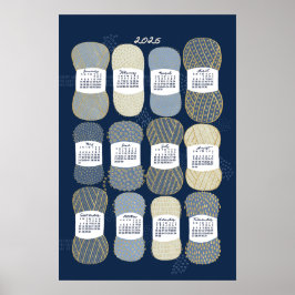 2026 Kalender Poster Blau und Gold