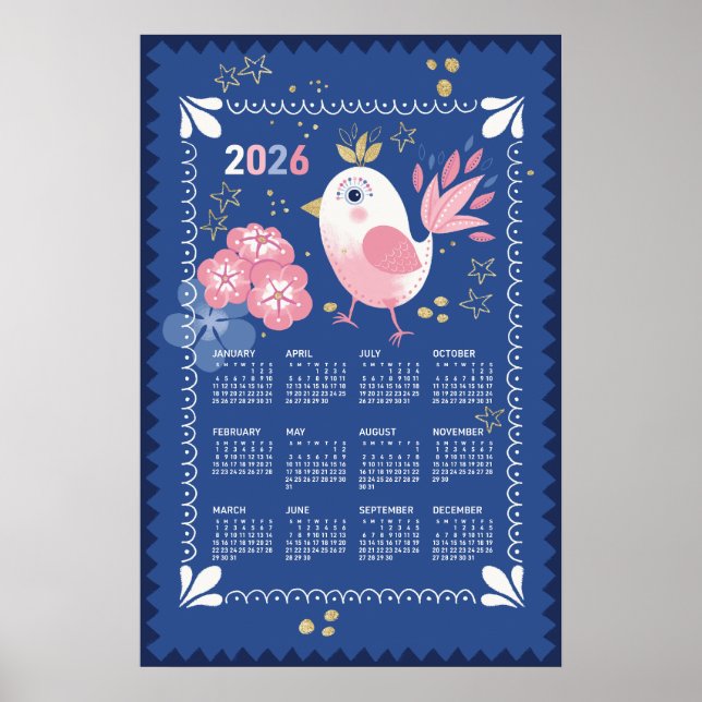 2026 Kalender-Poster-Vogel Poster (Vorne)