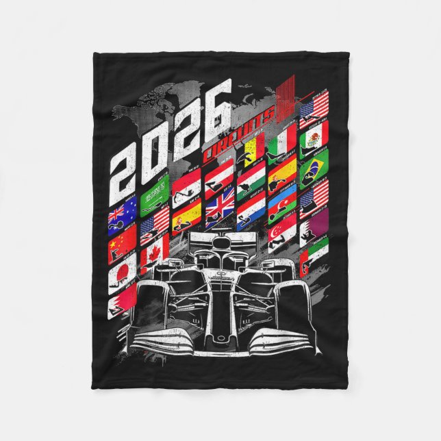 2026 Kalender Rennstreckenplan Orte  Fleecedecke (Vorderseite)