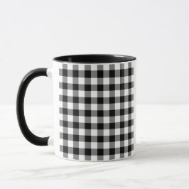 2026 Kalender Schwarz-weiß Gingham Karierte Vorlag Tasse
