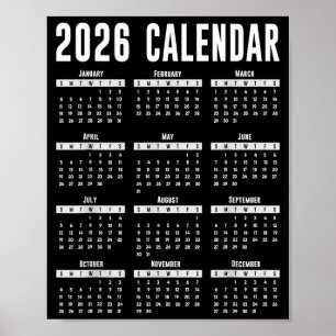2026 Kalender-Shirt 26 Kalender 2026  Poster