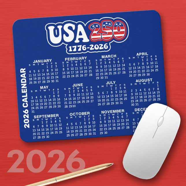2026 Kalender - Spirit of 76 - Amerikas USA 250 Mousepad (2026 Calendar on a Mousepad)