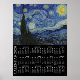 2026 Kalender, Sternennacht / Van Gogh, Großformat Poster