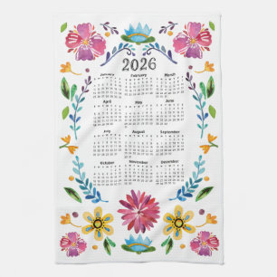 2026 Kalender Traditionelle mexikanische Kunst des Geschirrtuch