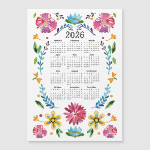 2026 Kalender Traditionelle mexikanische Kunst des Magnetkarte