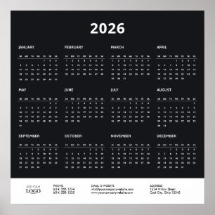 2026 Kalender Unternehmensgeschäft Logo Branding Poster