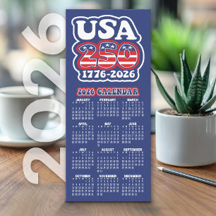 2026 Kalender USA 250 Amerikas Geburtstag 1776-202 Werbekarte