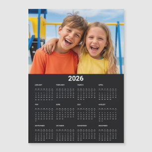 2026 Kalender Volljahr Foto Schwarz Kühlschrankmag Magnetkarte