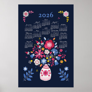 2026 Kalenderposter Folksy Bouquet Poster
