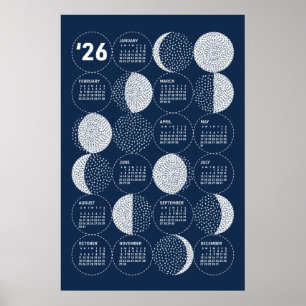 2026 Kalenderposter Mondphasen Sashiko Poster