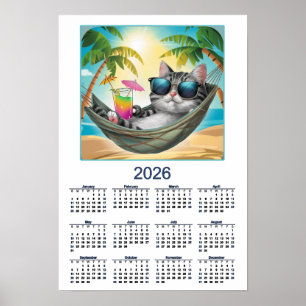2026 Katzenkalender Coole tropische Katze Poster
