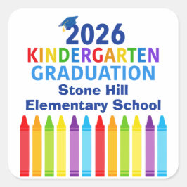 2026 Kindergarten Graduation Custom School Party Quadratischer Aufkleber