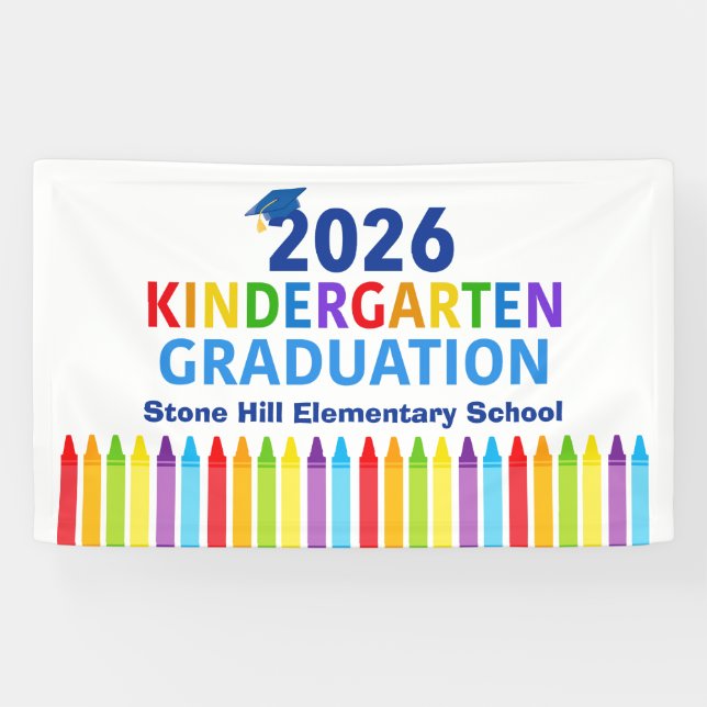 2026 Kindergarten Graduation Elementary School Banner (Horizontal)
