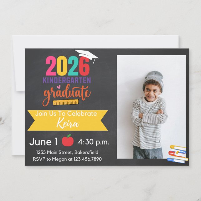 2026 Kindergarten Graduation Invitation with Photo Einladung (Vorderseite)