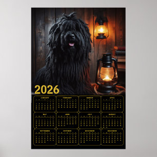 2026 Komondor mit Laternen und Büchern Kalender Poster