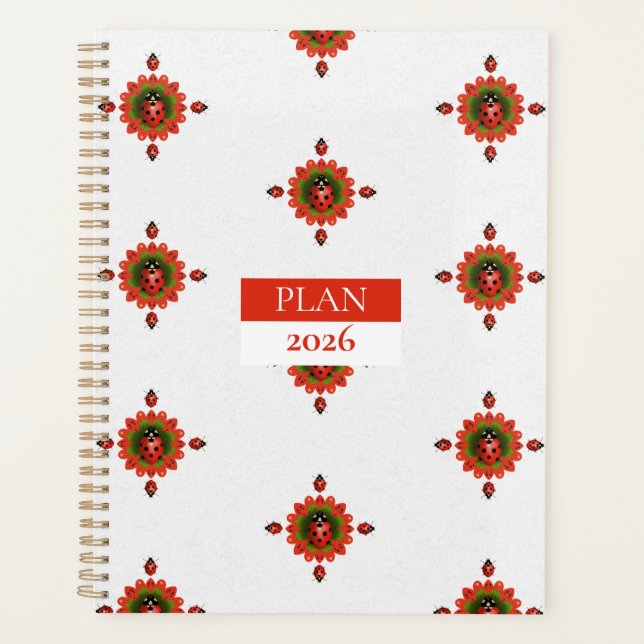2026 Ladybug Red, White, Green Spiral Planer (Vorderseite)