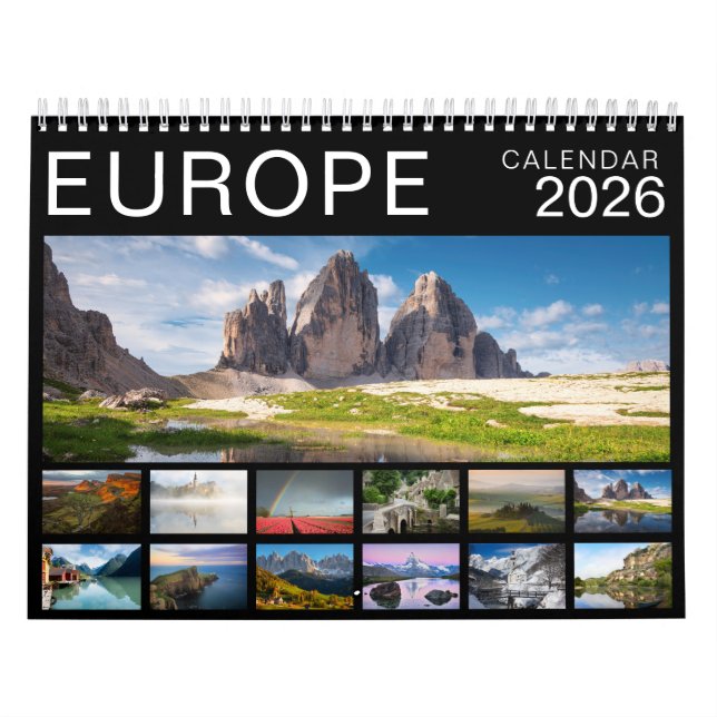 2026 Landschaftsfotografie in Europa schwarz Kalender (Titelbild)