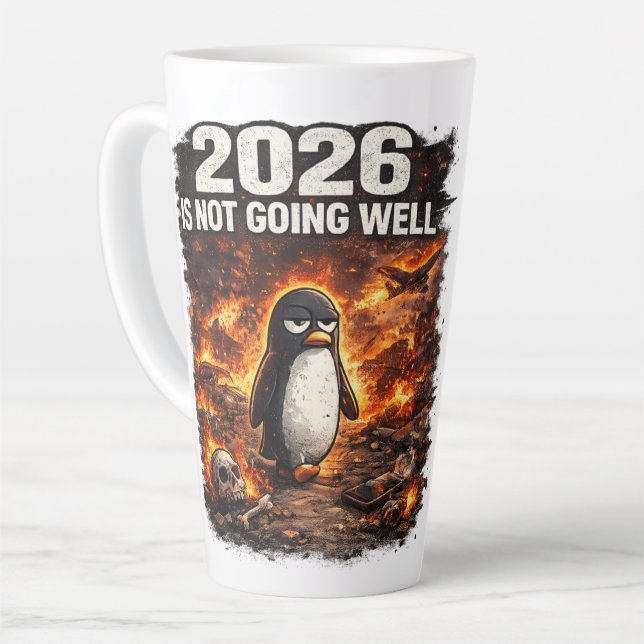 2026 Läuft Nicht Gut Lustiger Pinguin Latte Tasse  (Linke Ecke)