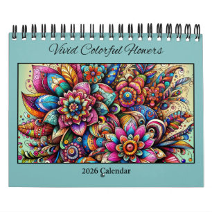 2026 Lebendiger Bunter Blumenkalender Kalender