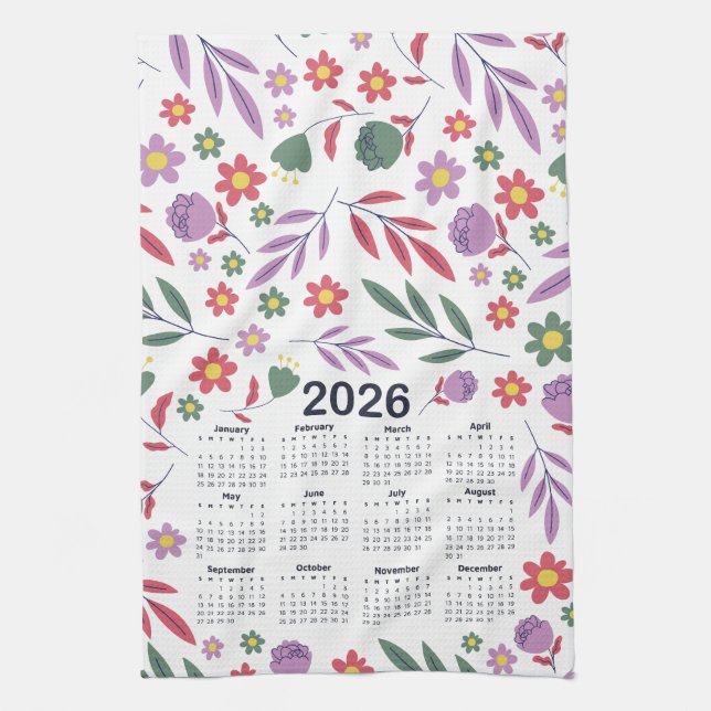 2026 Lila und rotes Muster Geschirrtuch (Vertikal)