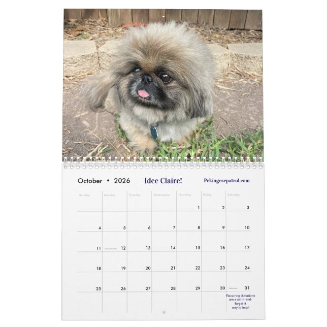 2026 Liz E.'s Pekingese Calendar Kalender (Okt 2026)