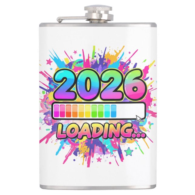 2026 Loading... Progress Bar Sticker Flachmann (Vorderseite)