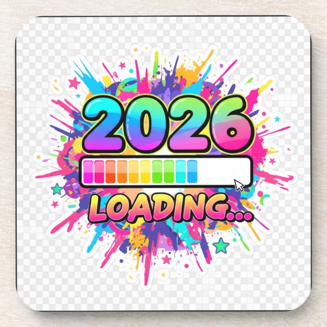 2026 Loading... Progress Bar Sticker Getränkeuntersetzer (Vorderseite)