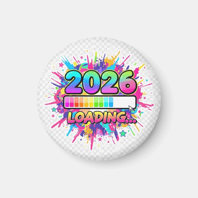 2026 Loading... Progress Bar Sticker Magnet (Vorne)