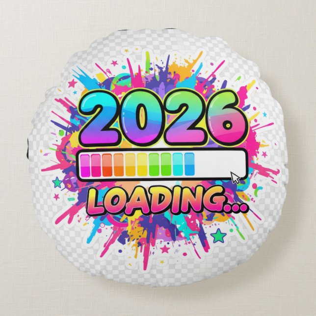 2026 Loading... Progress Bar Sticker Rundes Kissen (Vorderseite)