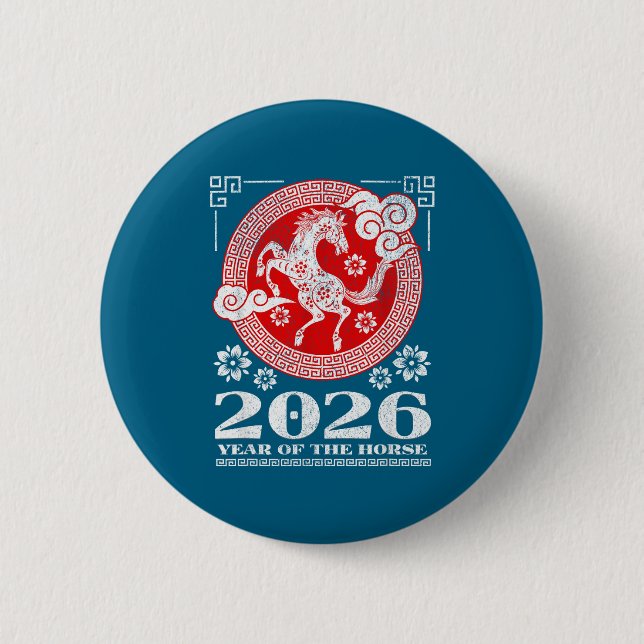 2026 Lunar Chinese New Year Fire Horse  Button (Vorderseite)