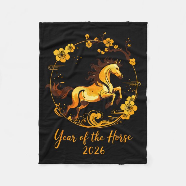 2026 Lunar New Year Horse Men Women Girls Boys Kid Fleecedecke (Vorderseite)