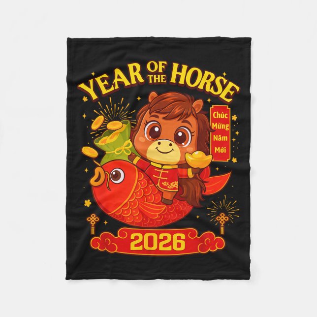 2026 Lunar New Year Horse Vietnamese Men Women Gir Fleecedecke (Vorderseite)