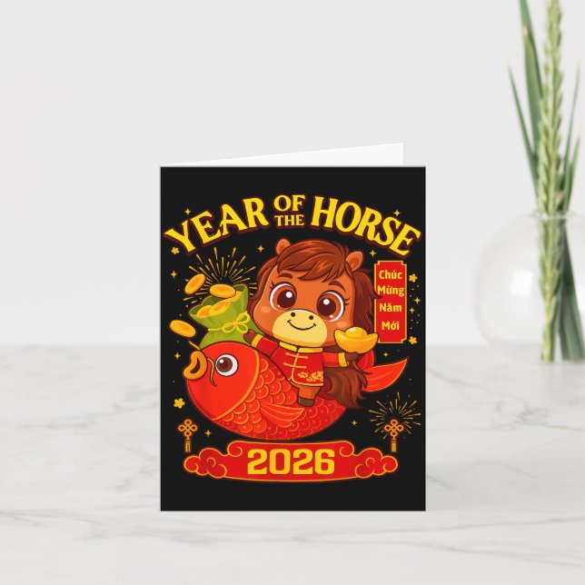 2026 Lunar New Year Horse Vietnamese Men Women Gir Karte (Vorderseite)