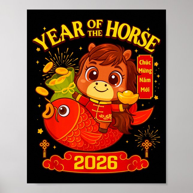 2026 Lunar New Year Horse Vietnamese Men Women Gir Poster (Vorne)