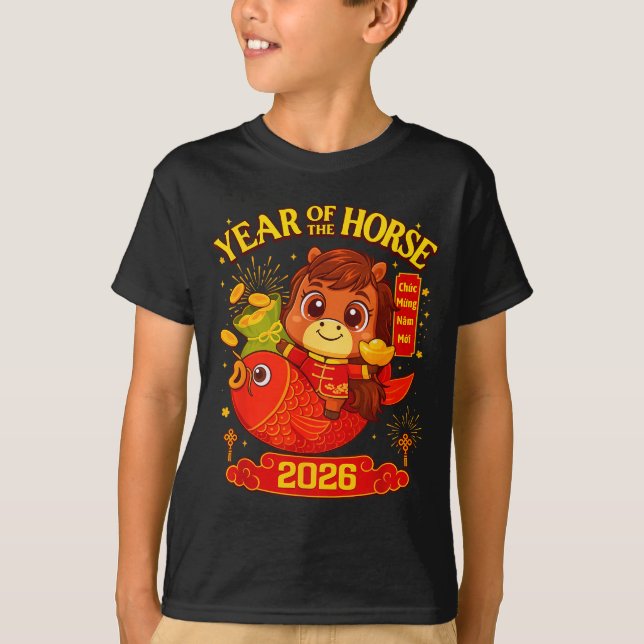 2026 Lunar New Year Horse Vietnamese Men Women Gir T-Shirt (Vorderseite)