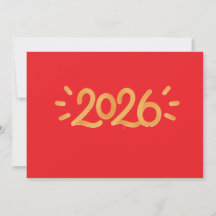 2026 Lunar New Year Party Invitation - Red and Gol