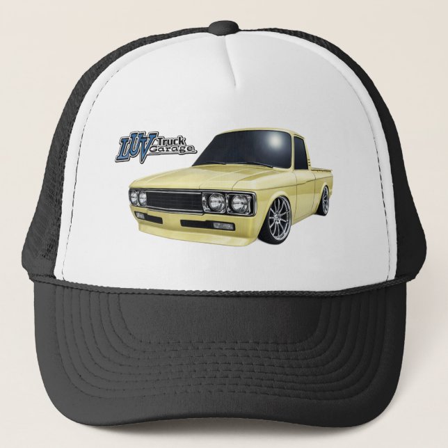 2026 Luv Truck Garage Trucker Hat with  Yellow Luv Truckerkappe (Vorderseite)